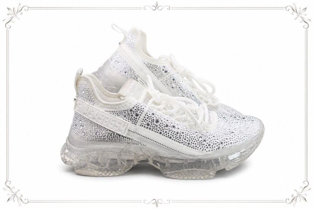 Steve Madden Women's Maxima Knit Rhinestone Fashion Sneaker US Size 9